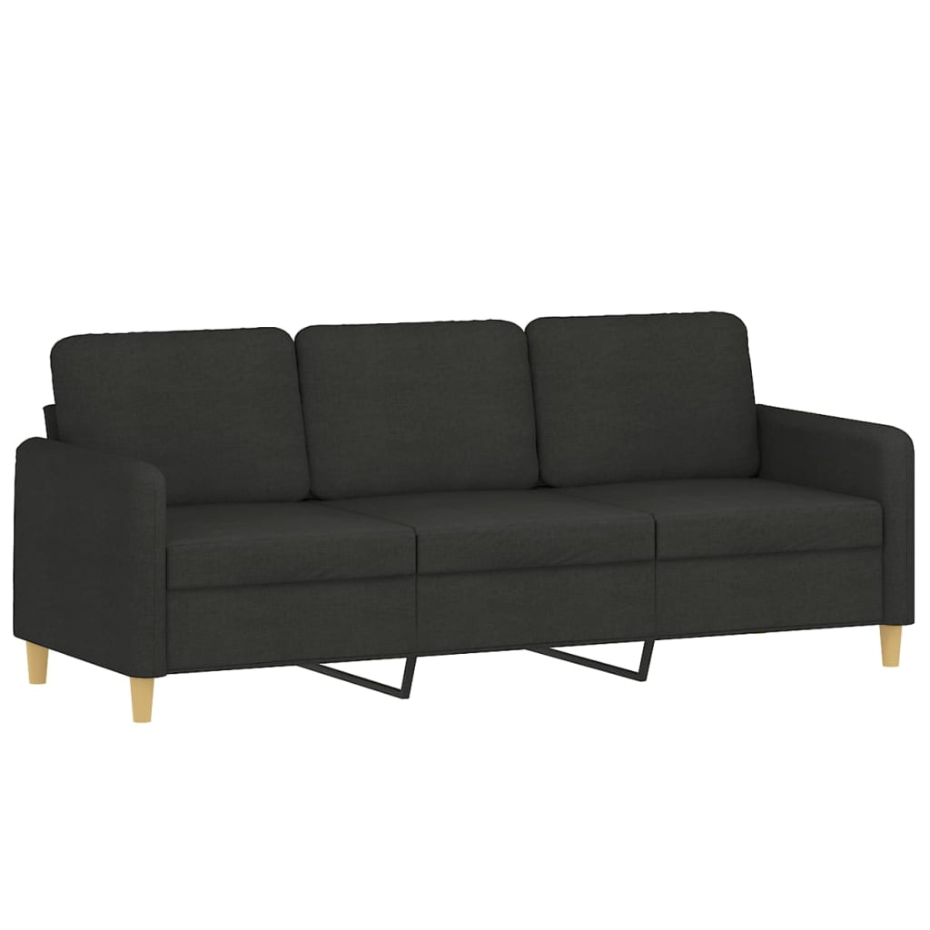 2-dijelni set sofa s jastucima crni od tkanine