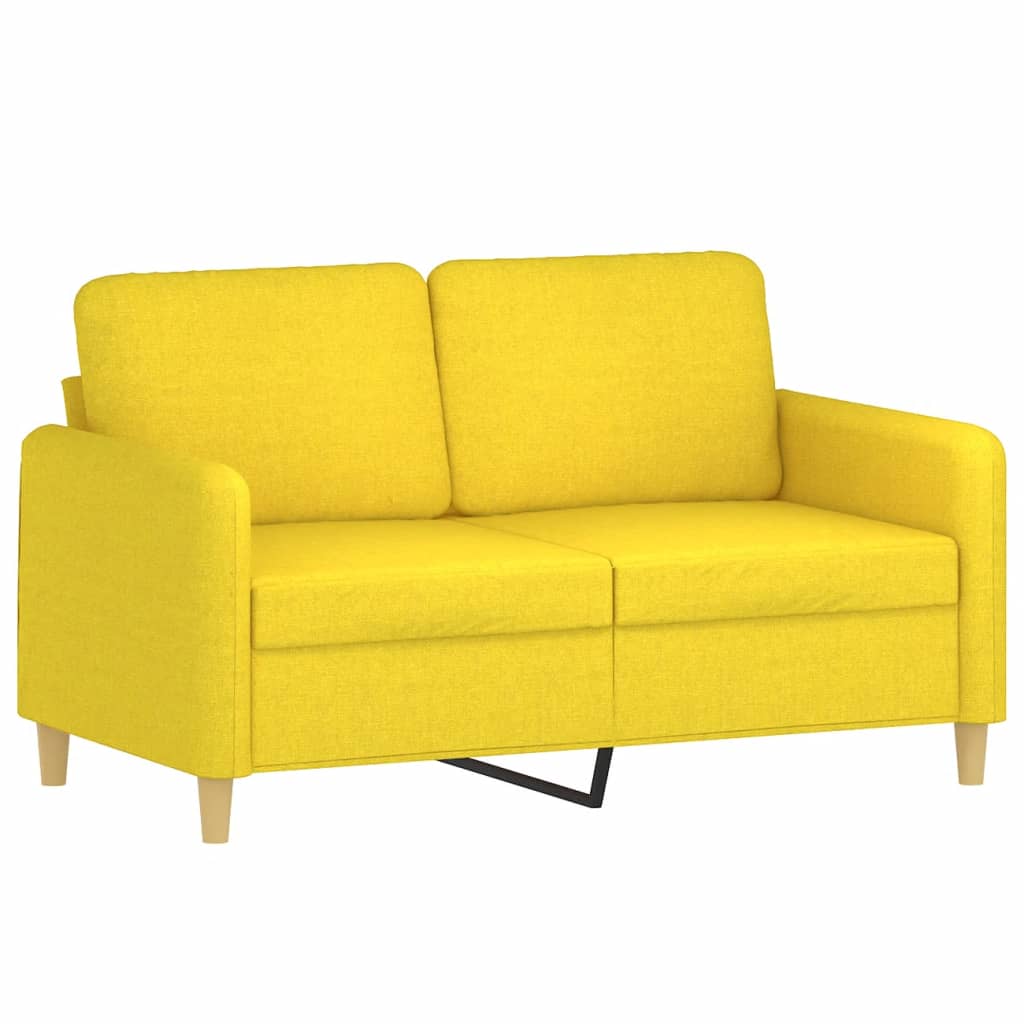 2-dijelni set sofa s jastucima svjetložuti od tkanine
