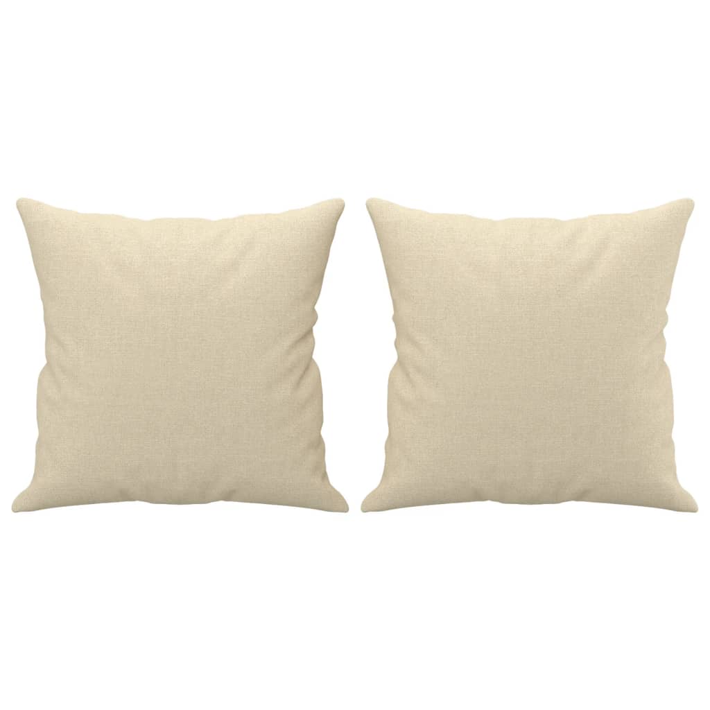 2-dijelni set sofa s jastucima krem od tkanine