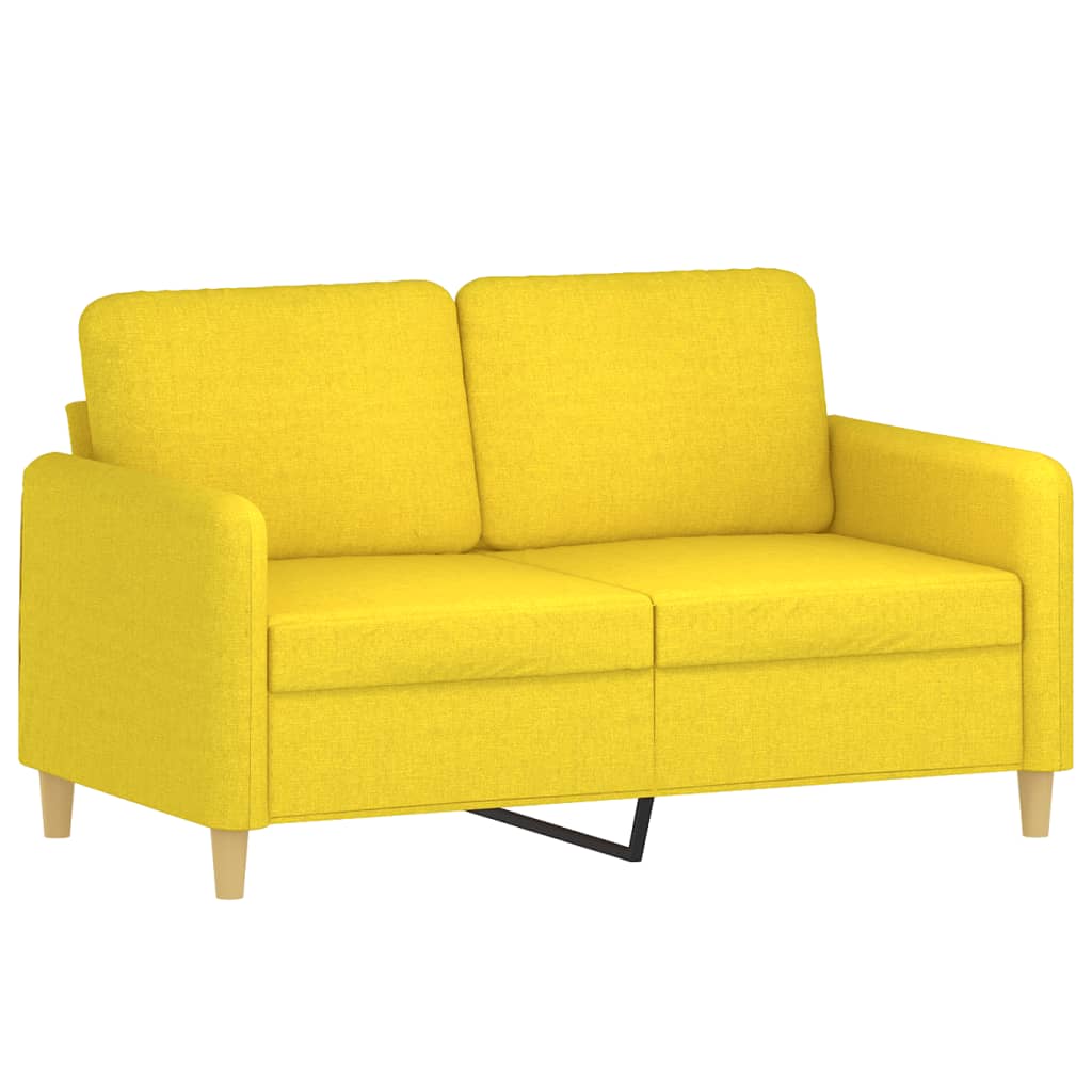 3-dijelni set sofa s jastucima svjetložuti od tkanine