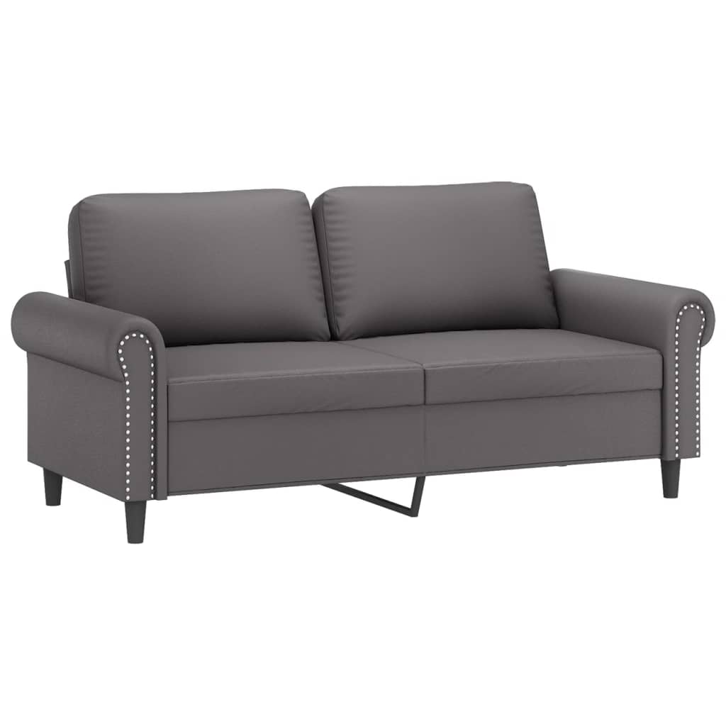 2-dijelni set sofa s jastucima sivi od umjetne kože