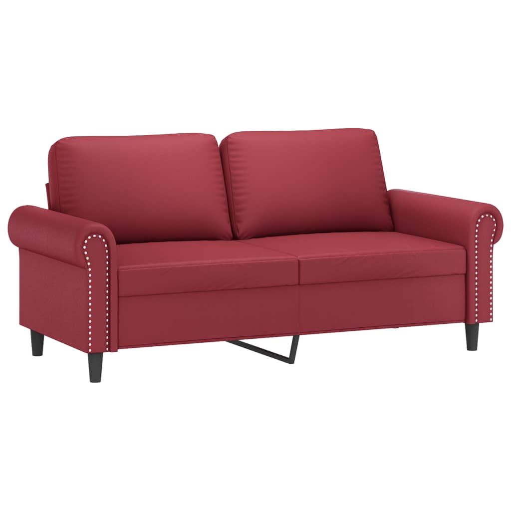 2-dijelni set sofa s jastucima boja vina od umjetne kože