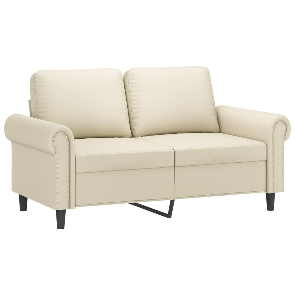 3-dijelni set sofa s jastucima krem od umjetne kože
