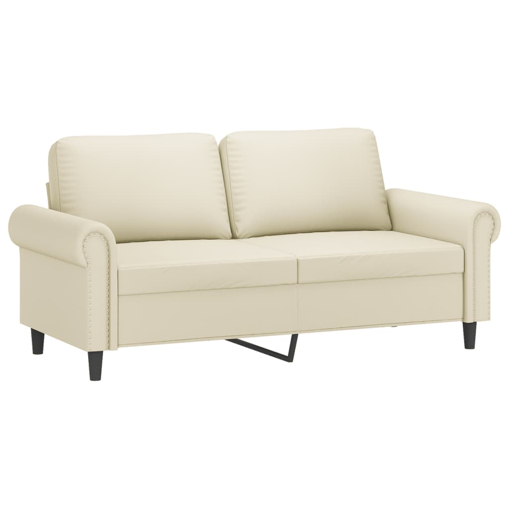 3-dijelni set sofa s jastucima krem od umjetne kože