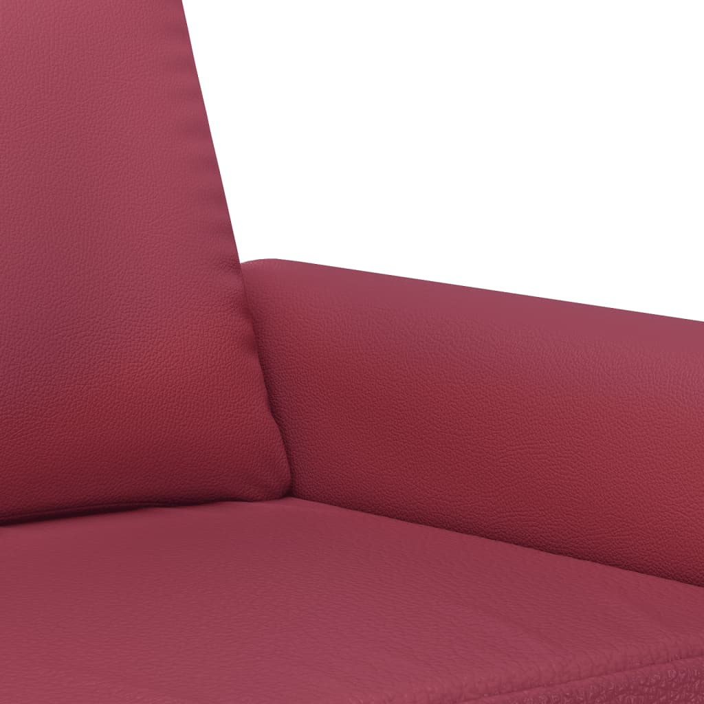 3-dijelni set sofa s jastucima boja vina od umjetne kože