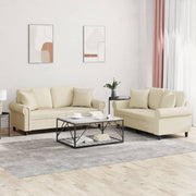 2-dijelni set sofa s jastucima krem od umjetne kože