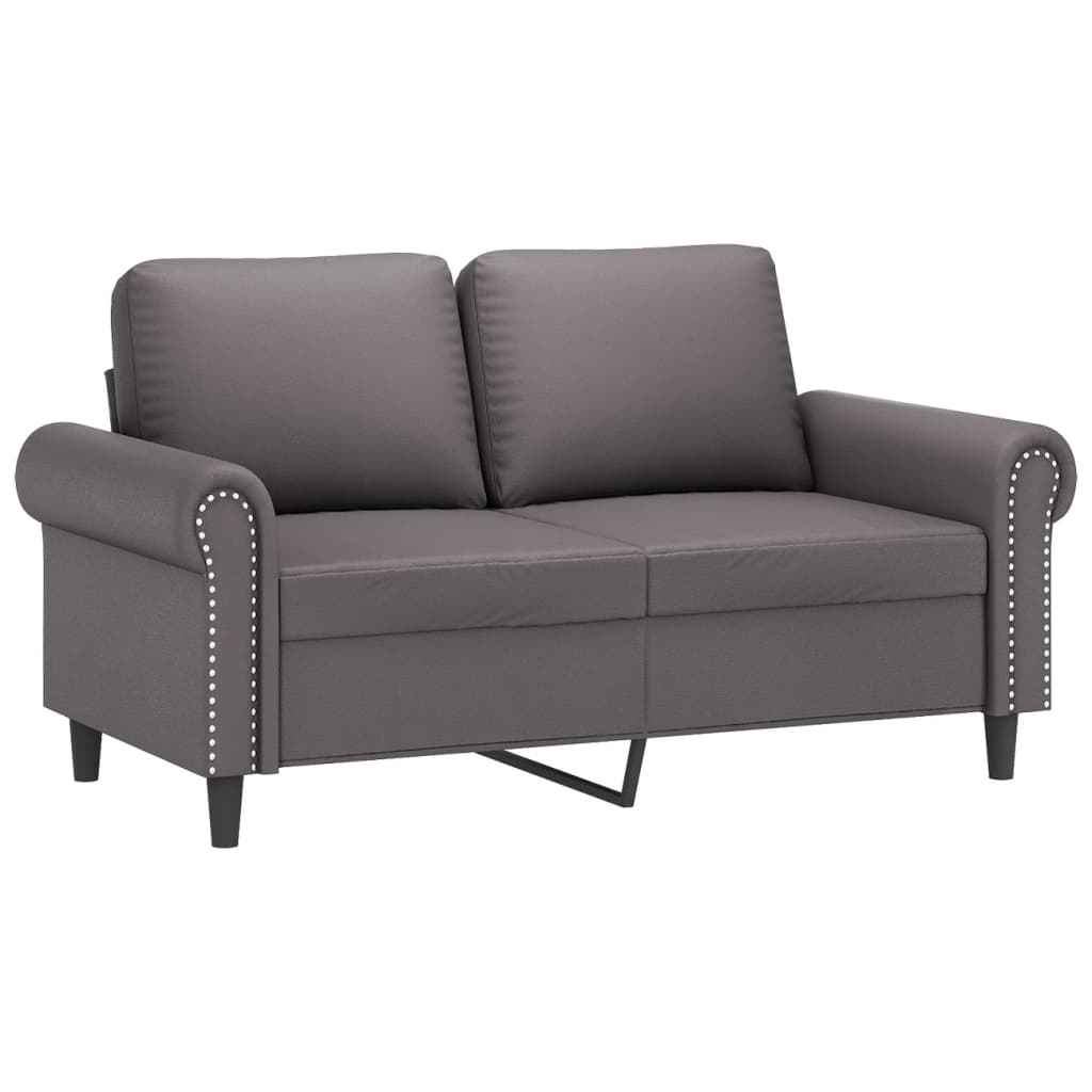 2-dijelni set sofa s jastucima sivi od umjetne kože