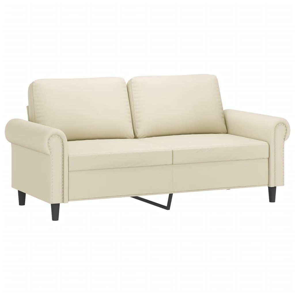 3-dijelni set sofa s jastucima krem od umjetne kože