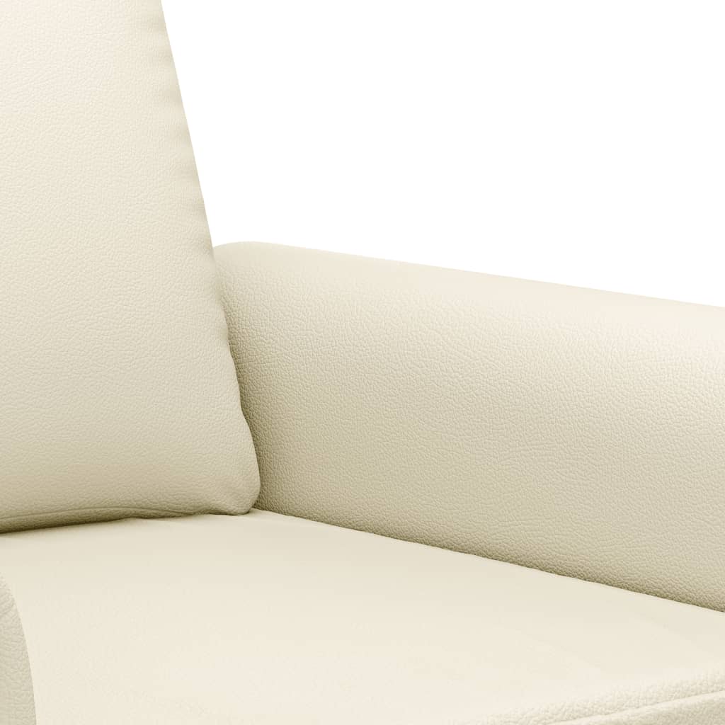 3-dijelni set sofa s jastucima krem od umjetne kože