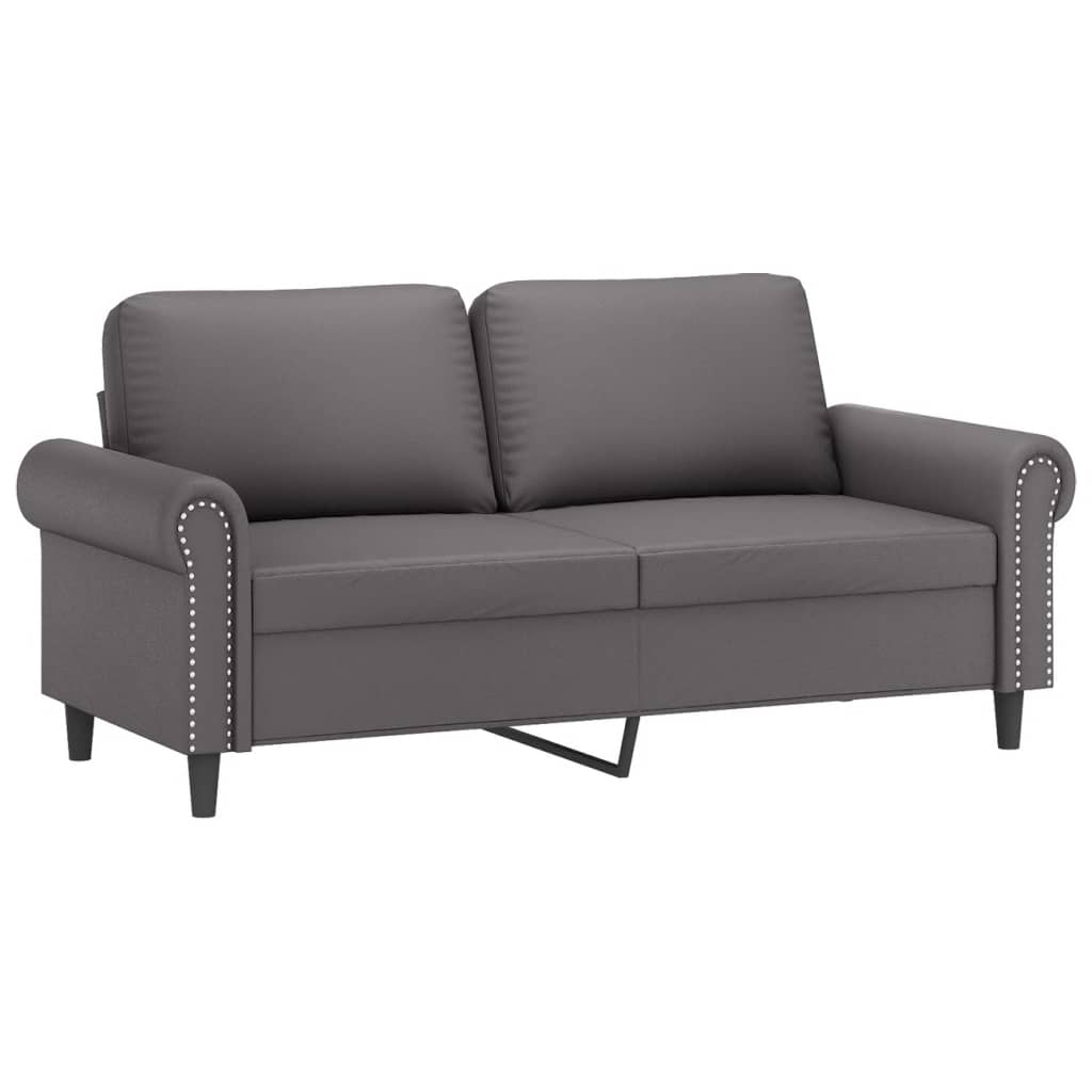 3-dijelni set sofa s jastucima sivi od umjetne kože