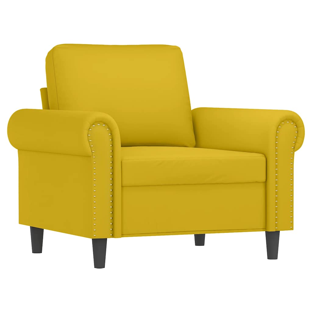 3-dijelni set sofa s jastucima žuti baršunasti