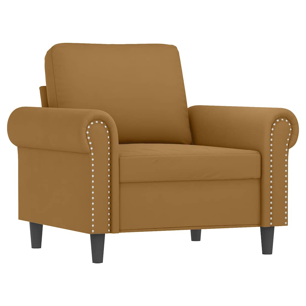 3-dijelni set sofa s jastucima smeđi baršunasti