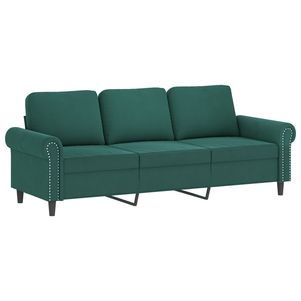 4-dijelni set sofa s jastucima tamnozeleni baršunasti