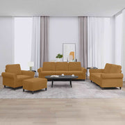 4-dijelni set sofa s jastucima smeđi baršunasti