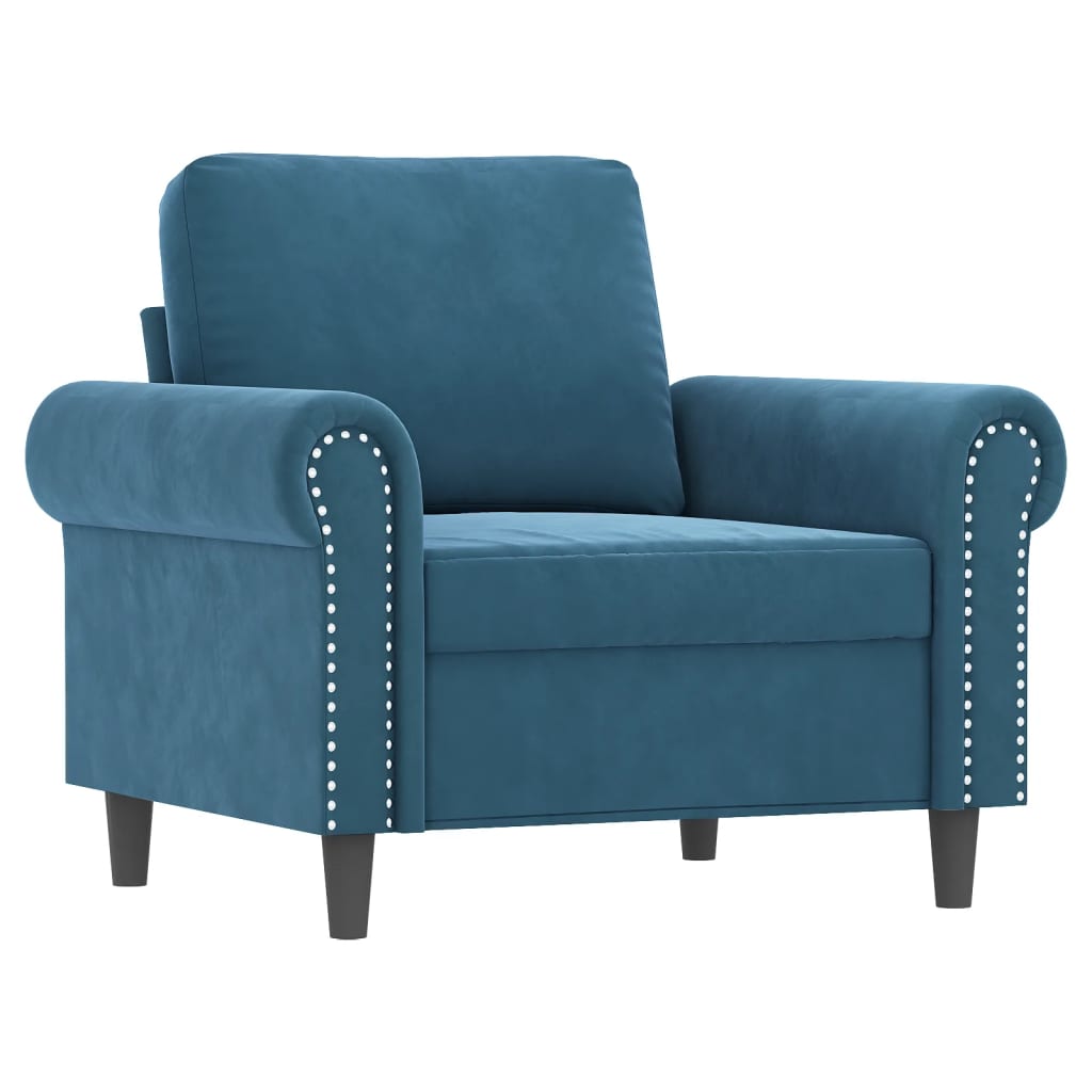 4-dijelni set sofa s jastucima plavi baršunasti