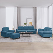 4-dijelni set sofa s jastucima plavi baršunasti
