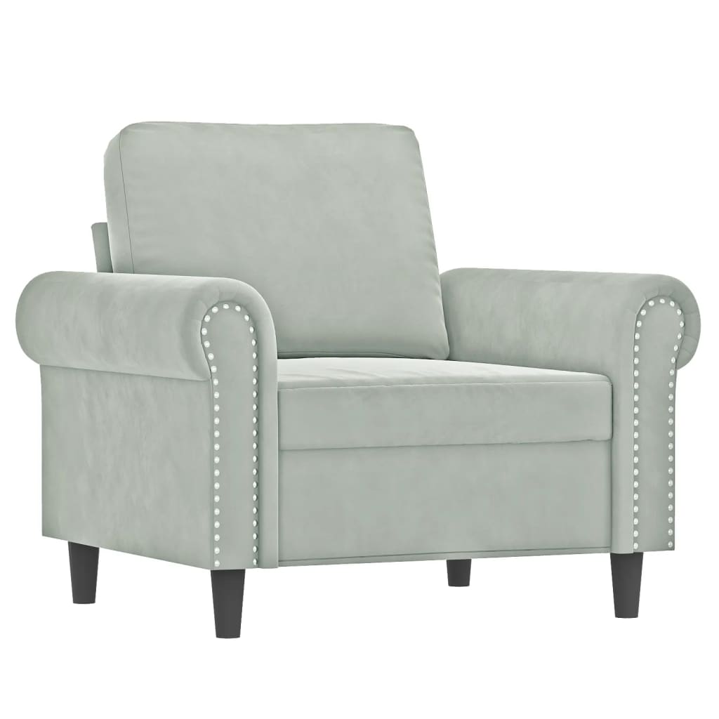 3-dijelni set sofa s jastucima svjetlosivi baršunasti