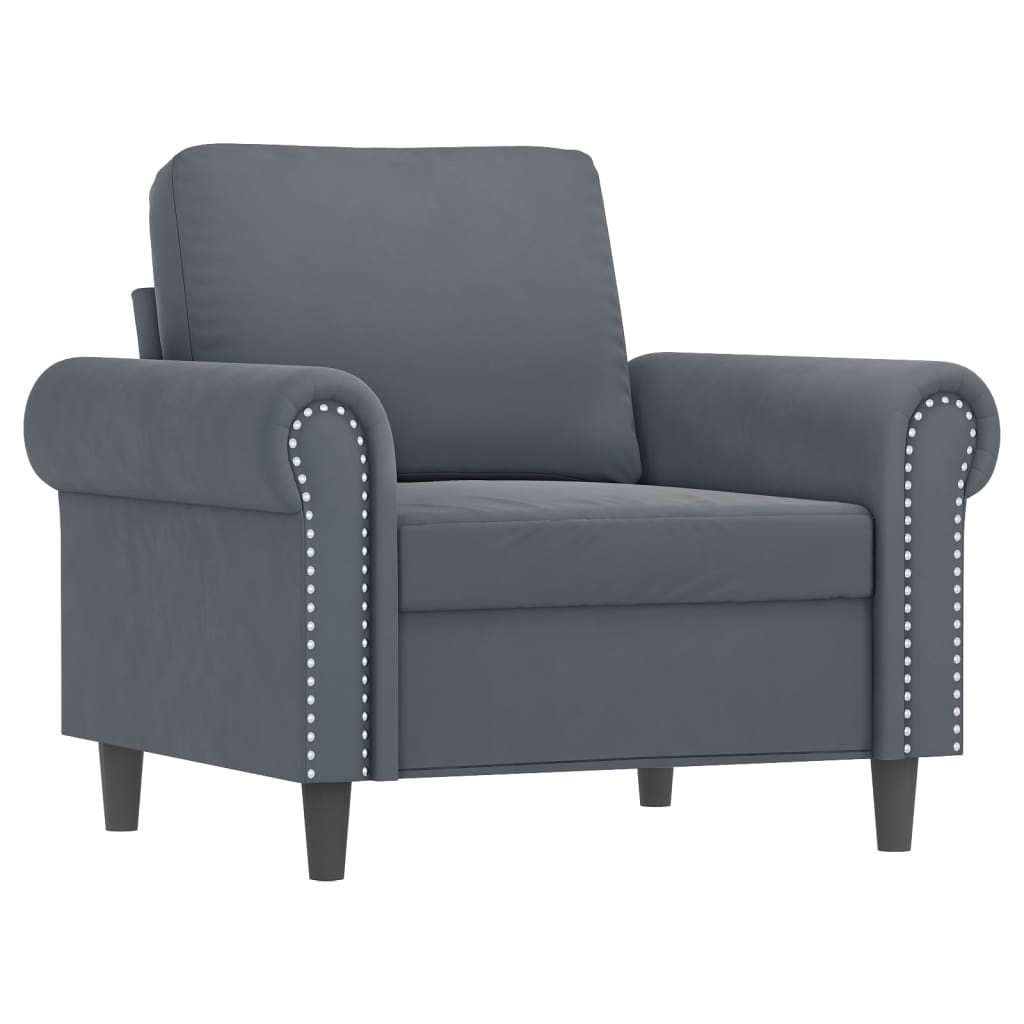 3-dijelni set sofa s jastucima tamnosivi baršunasti