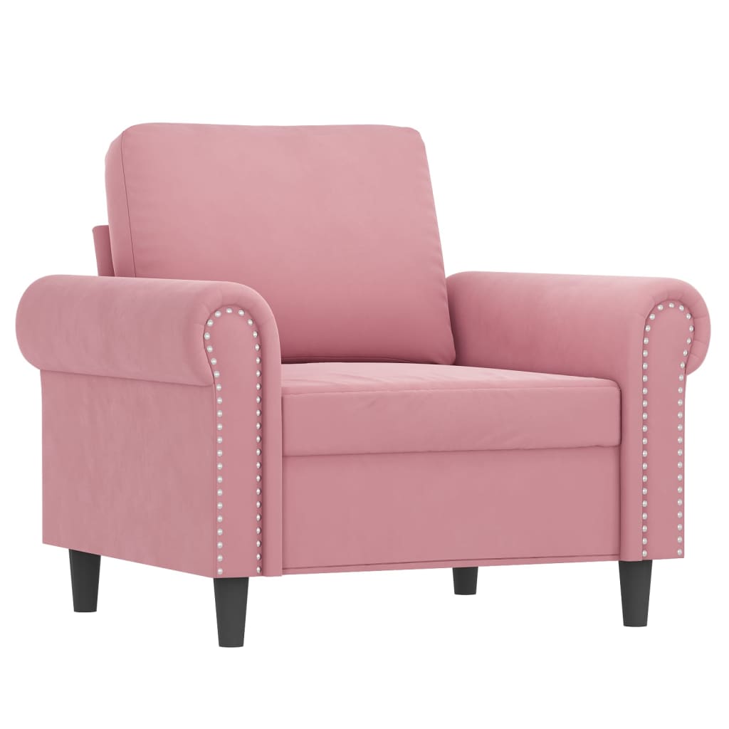 3-dijelni set sofa s jastucima ružičasti baršunasti
