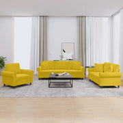3-dijelni set sofa s jastucima žuti baršunasti