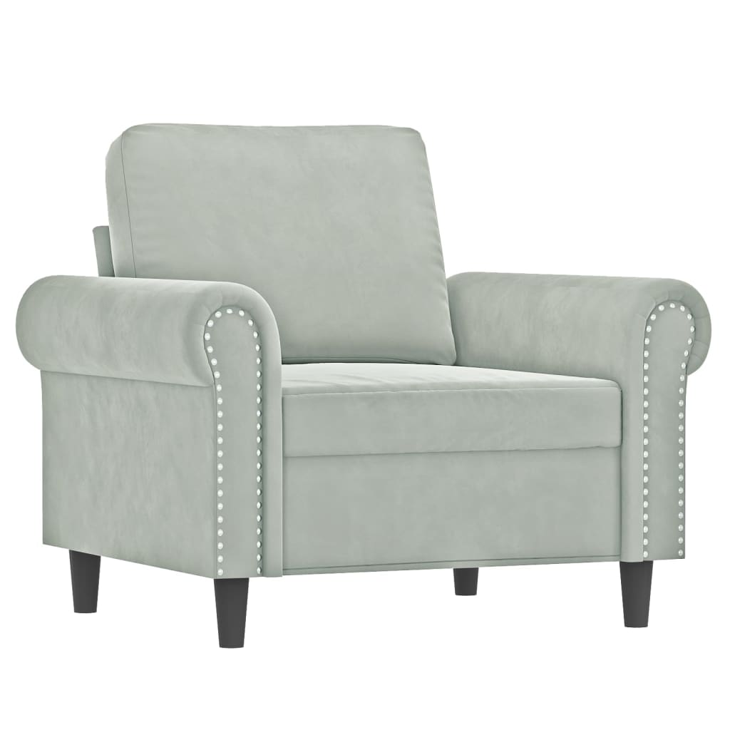 4-dijelni set sofa s jastucima svjetlosivi baršunasti