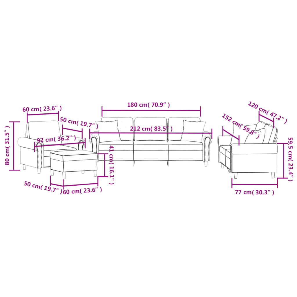 4-dijelni set sofa s jastucima svjetlosivi baršunasti