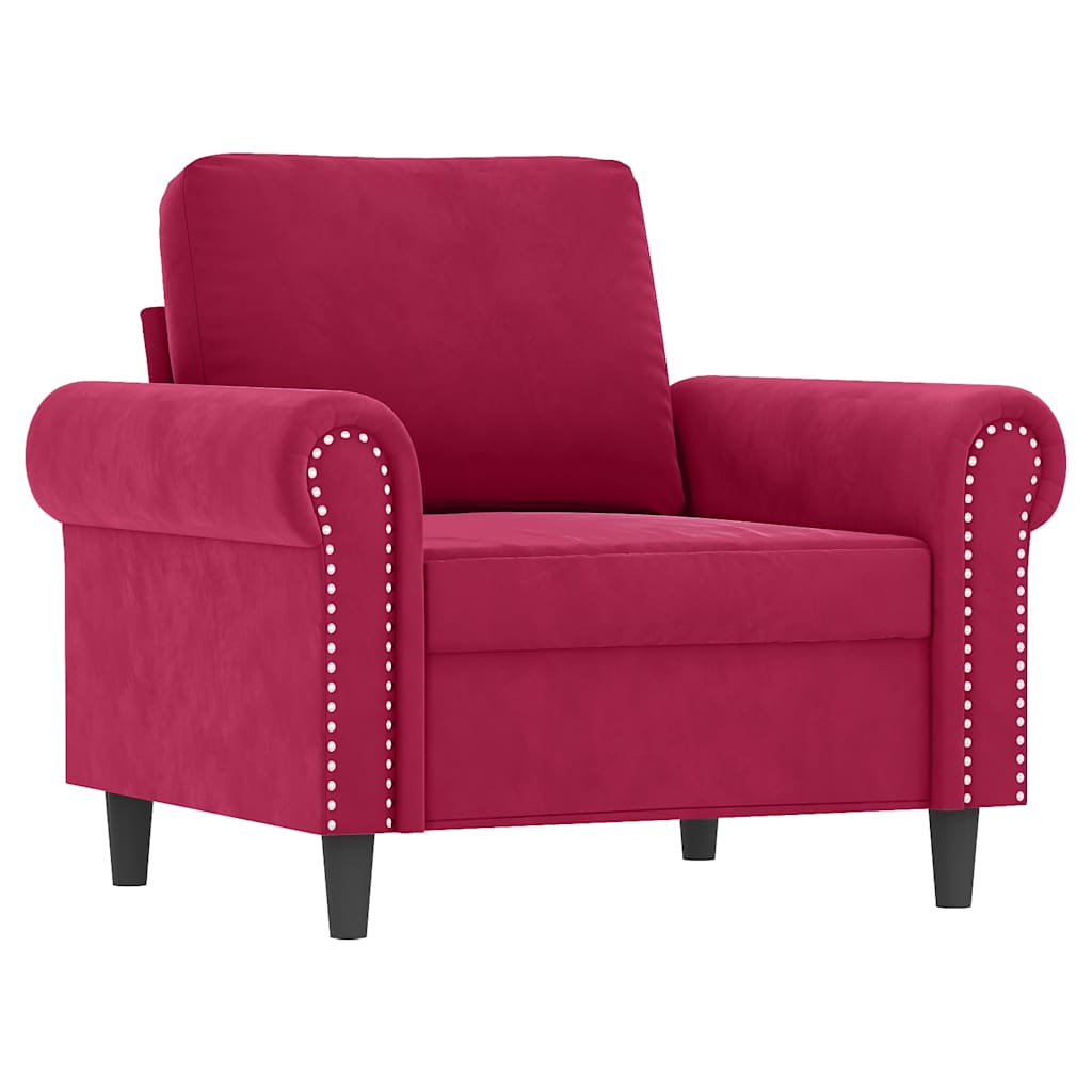 4-dijelni set sofa s jastucima crvena boja vina baršunasti