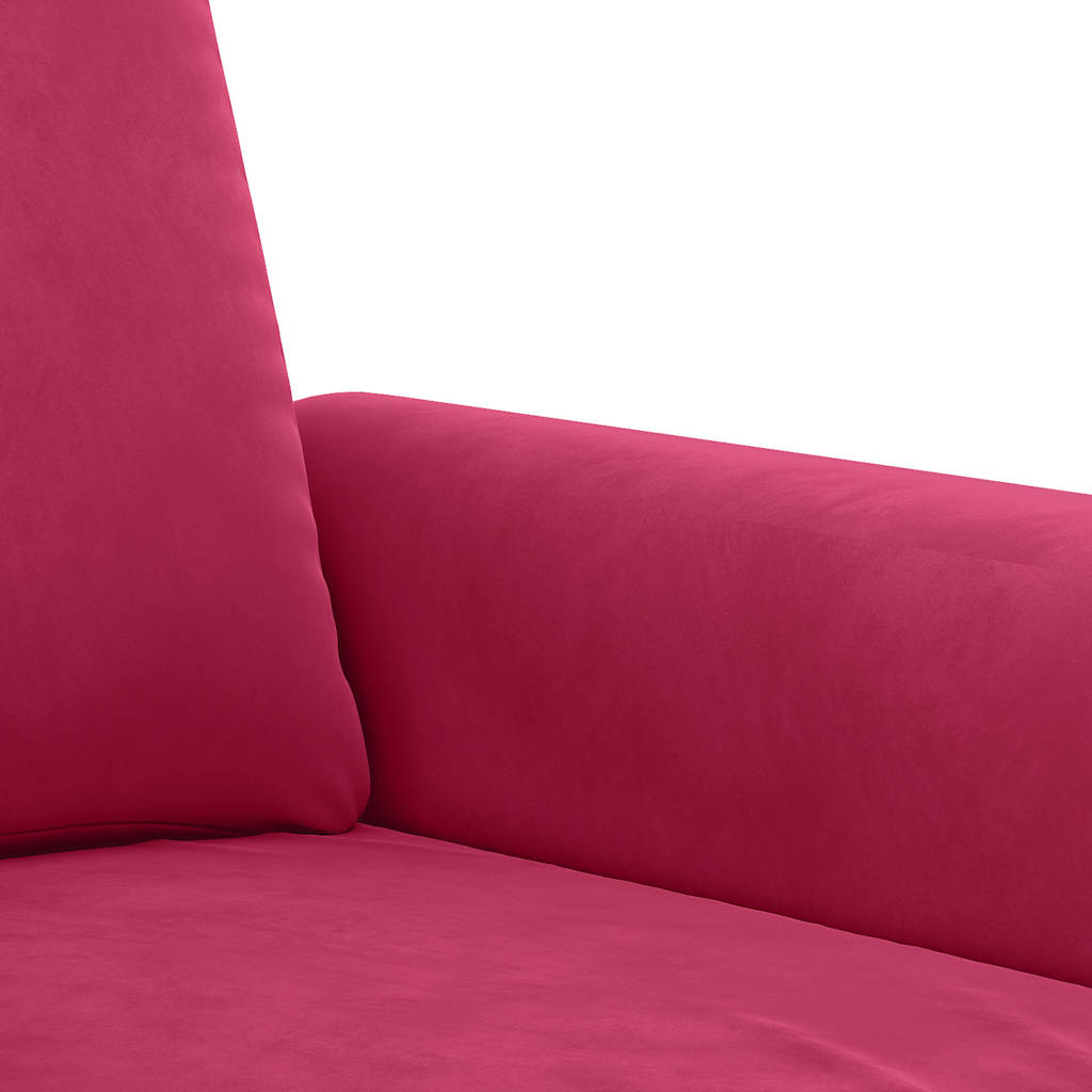 4-dijelni set sofa s jastucima crvena boja vina baršunasti