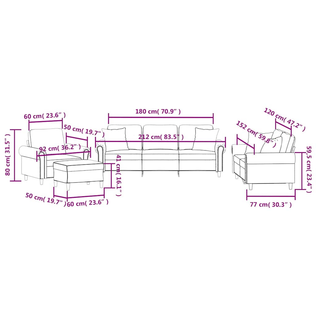 4-dijelni set sofa s jastucima crvena boja vina baršunasti