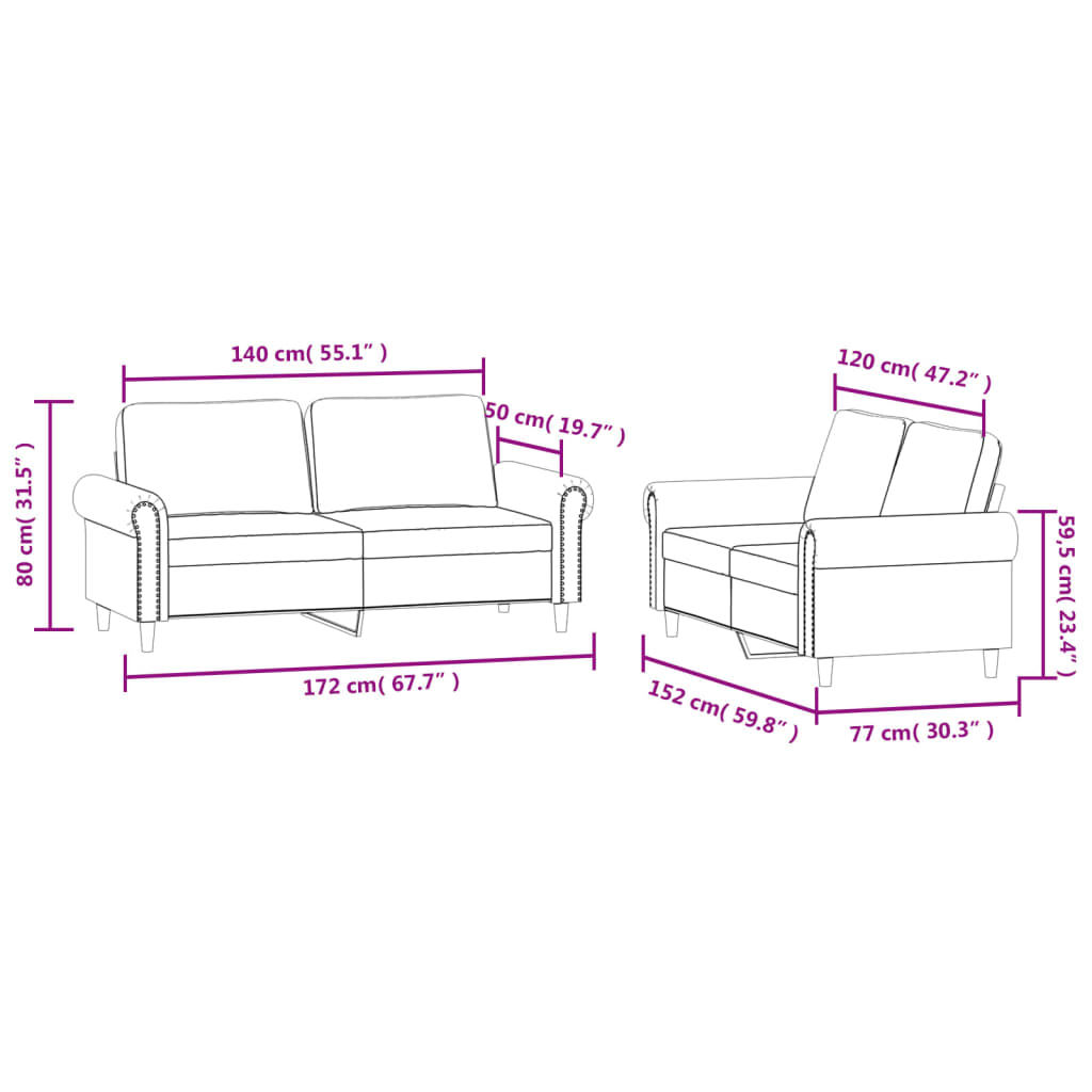 2-dijelni set sofa s jastucima svjetlosivi baršunasti