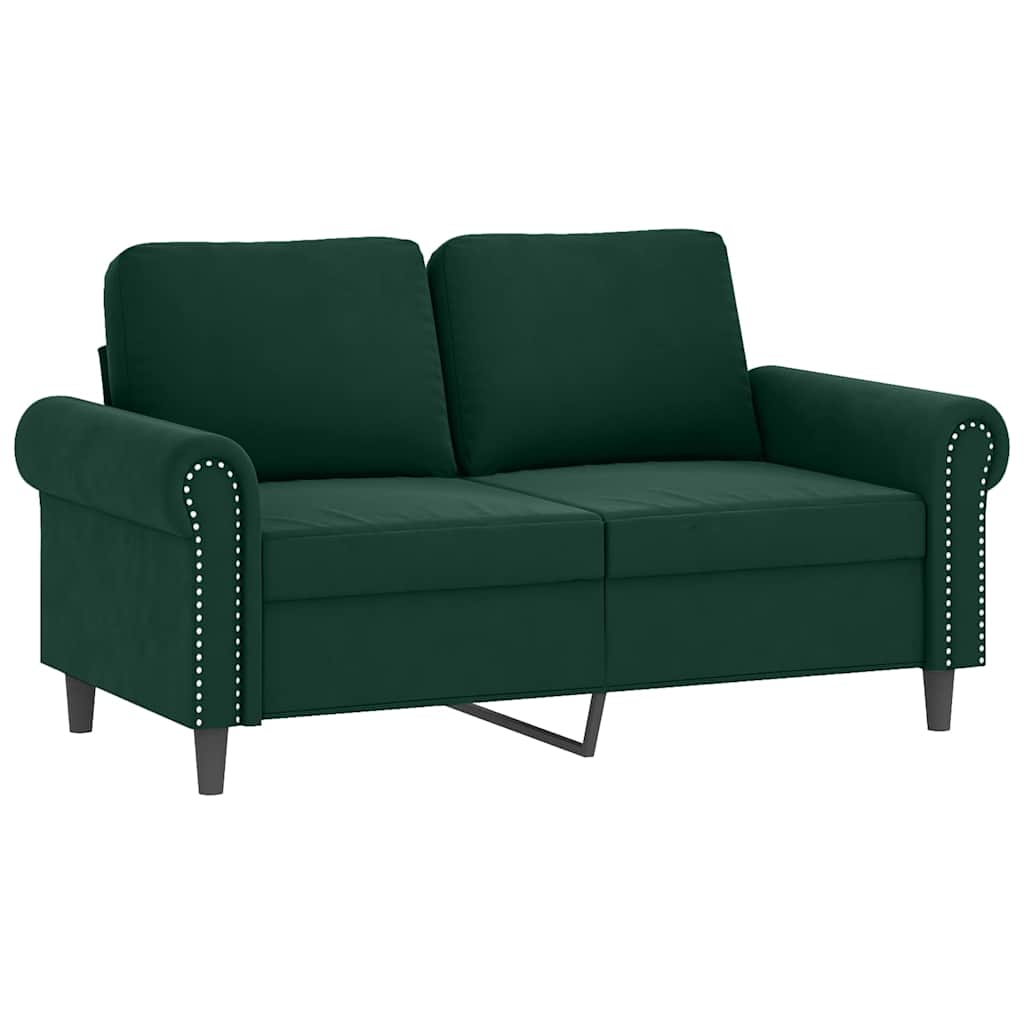 2-dijelni set sofa s jastucima tamnozeleni baršunasti