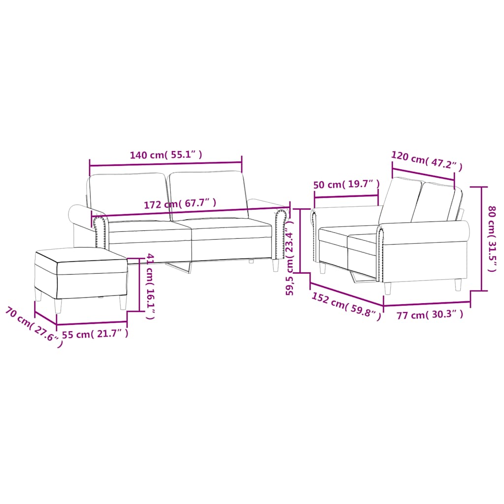 3-dijelni set sofa s jastucima tamnozeleni baršunasti