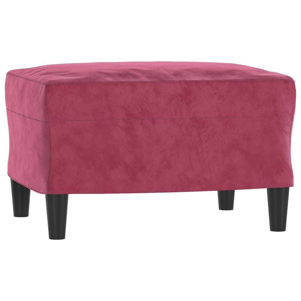 3-dijelni set sofa s jastucima crvena boja vina baršunasti