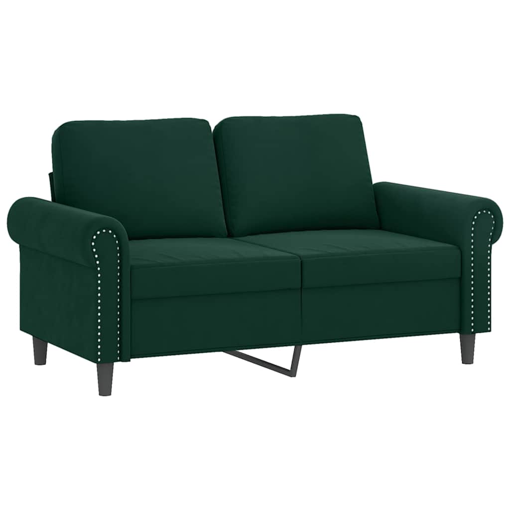 2-dijelni set sofa s jastucima tamnozeleni baršunasti