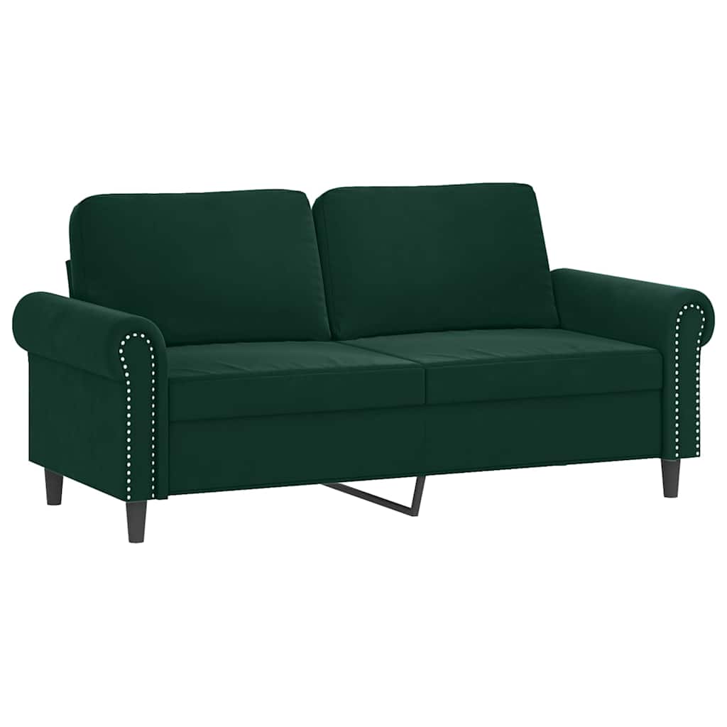 2-dijelni set sofa s jastucima tamnozeleni baršunasti