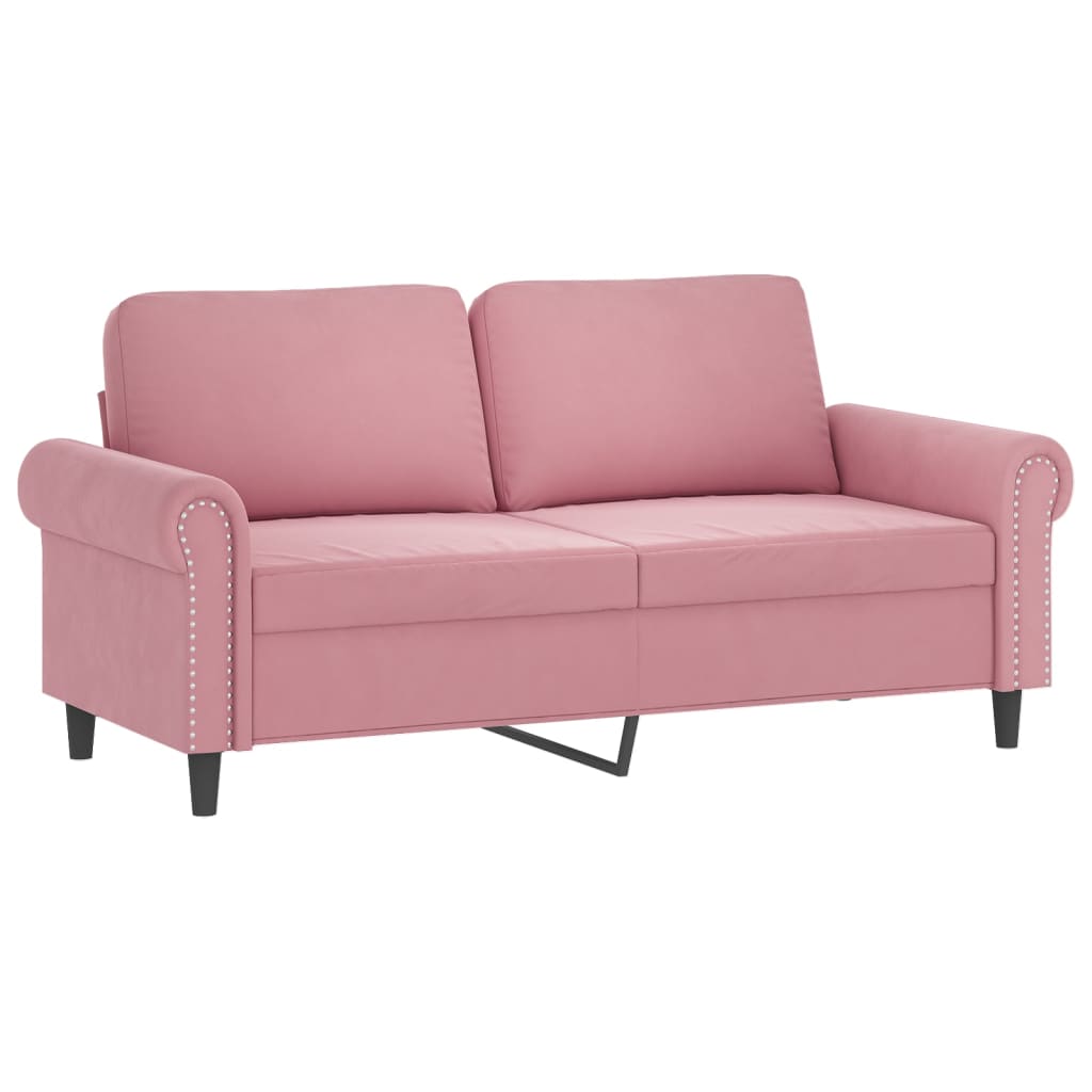 2-dijelni set sofa s jastucima ružičasti baršunasti
