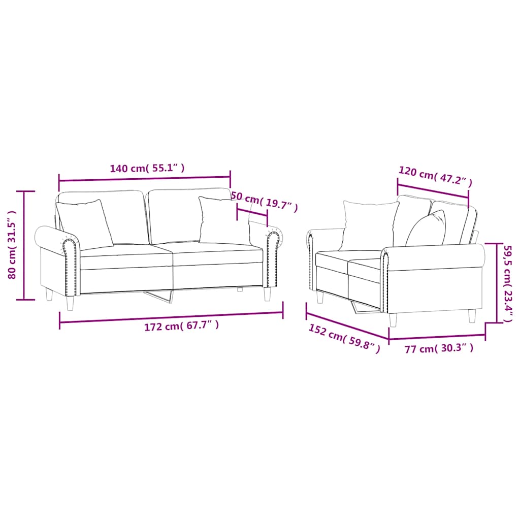 2-dijelni set sofa s jastucima žuti baršunasti