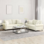 2-dijelni set sofa s jastucima krem baršunasti
