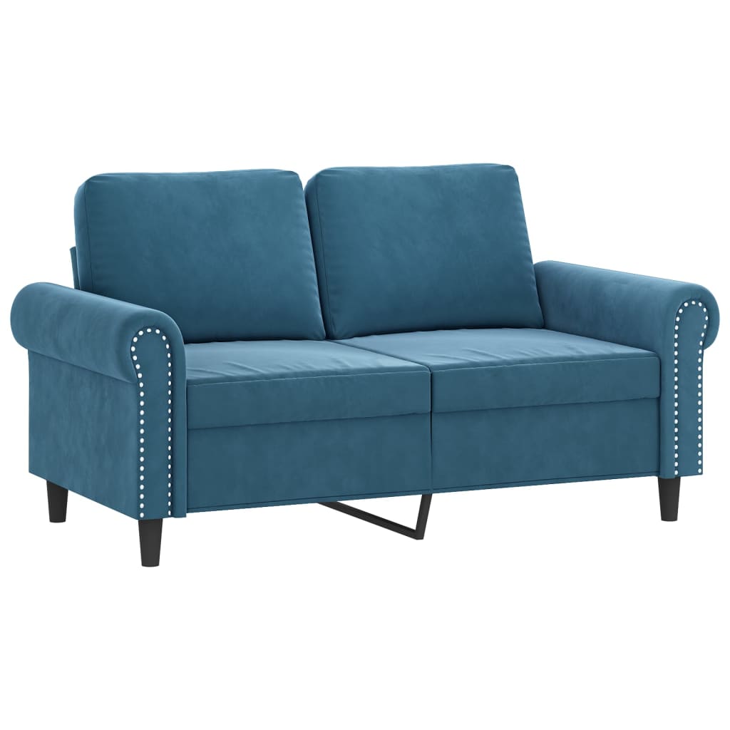 2-dijelni set sofa s jastucima plavi baršunasti