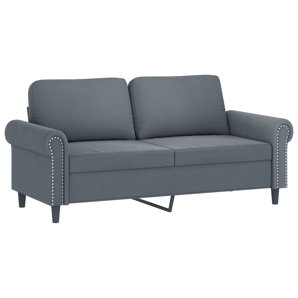 3-dijelni set sofa s jastucima tamnosivi baršunasti