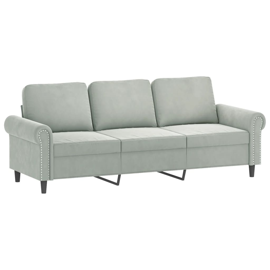 2-dijelni set sofa s jastucima svjetlosivi baršunasti