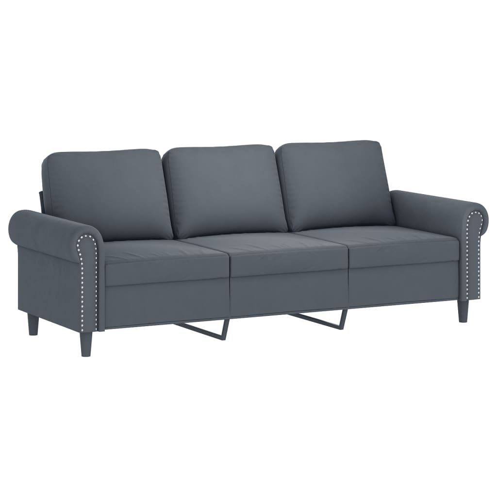 2-dijelni set sofa s jastucima tamnosivi baršunasti