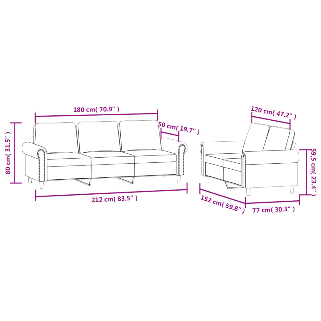 2-dijelni set sofa s jastucima tamnosivi baršunasti