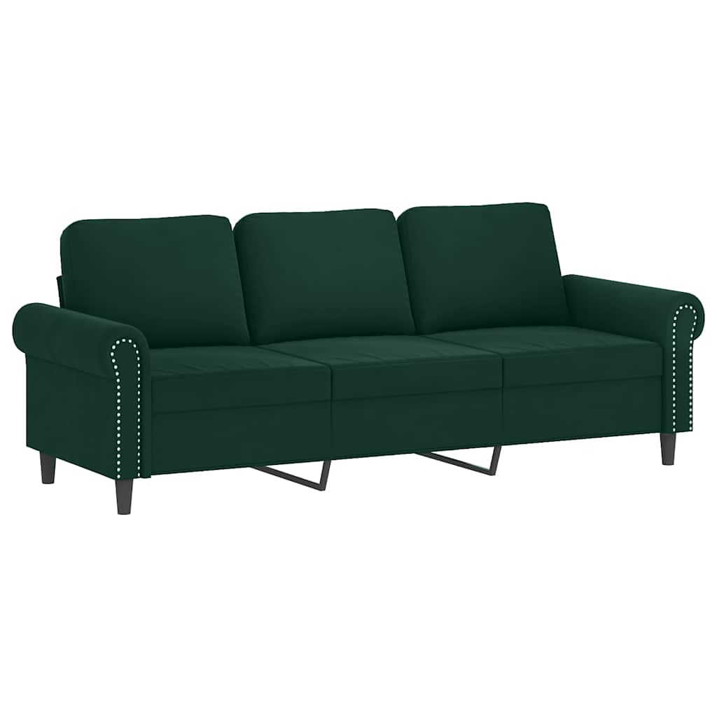 2-dijelni set sofa s jastucima tamnozeleni baršunasti