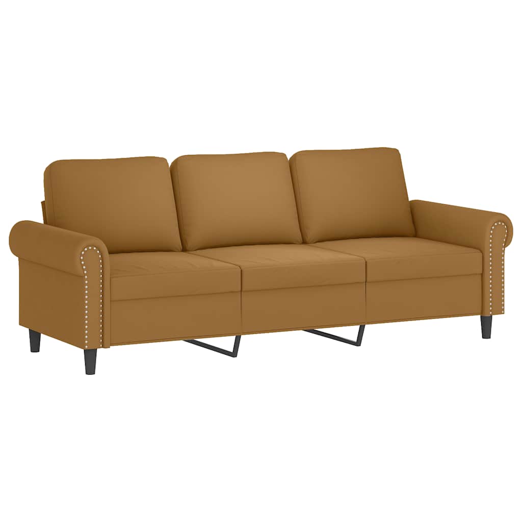 2-dijelni set sofa s jastucima smeđi baršunasti