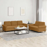 2-dijelni set sofa s jastucima smeđi baršunasti
