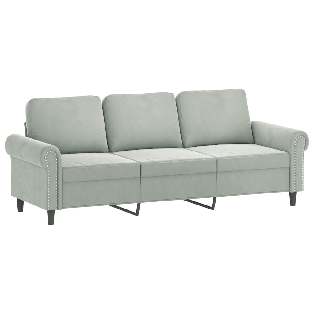 3-dijelni set sofa s jastucima svjetlosivi baršunasti