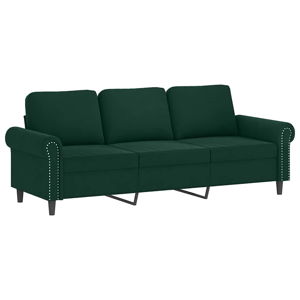 2-dijelni set sofa s jastucima tamnozeleni baršunasti