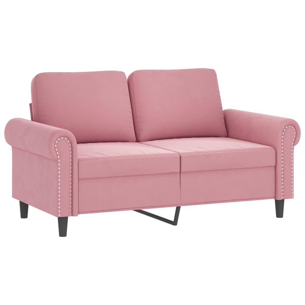 2-dijelni set sofa s jastucima ružičasti baršunasti