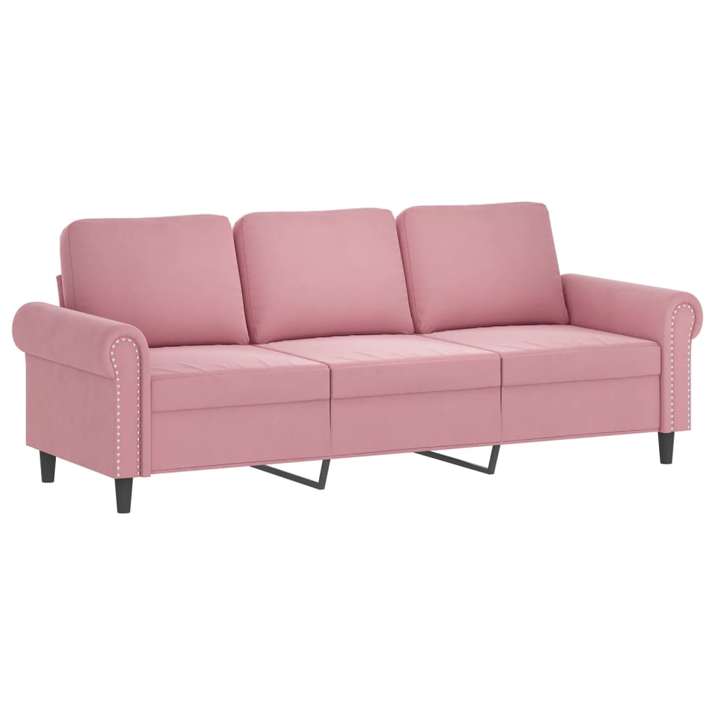 2-dijelni set sofa s jastucima ružičasti baršunasti